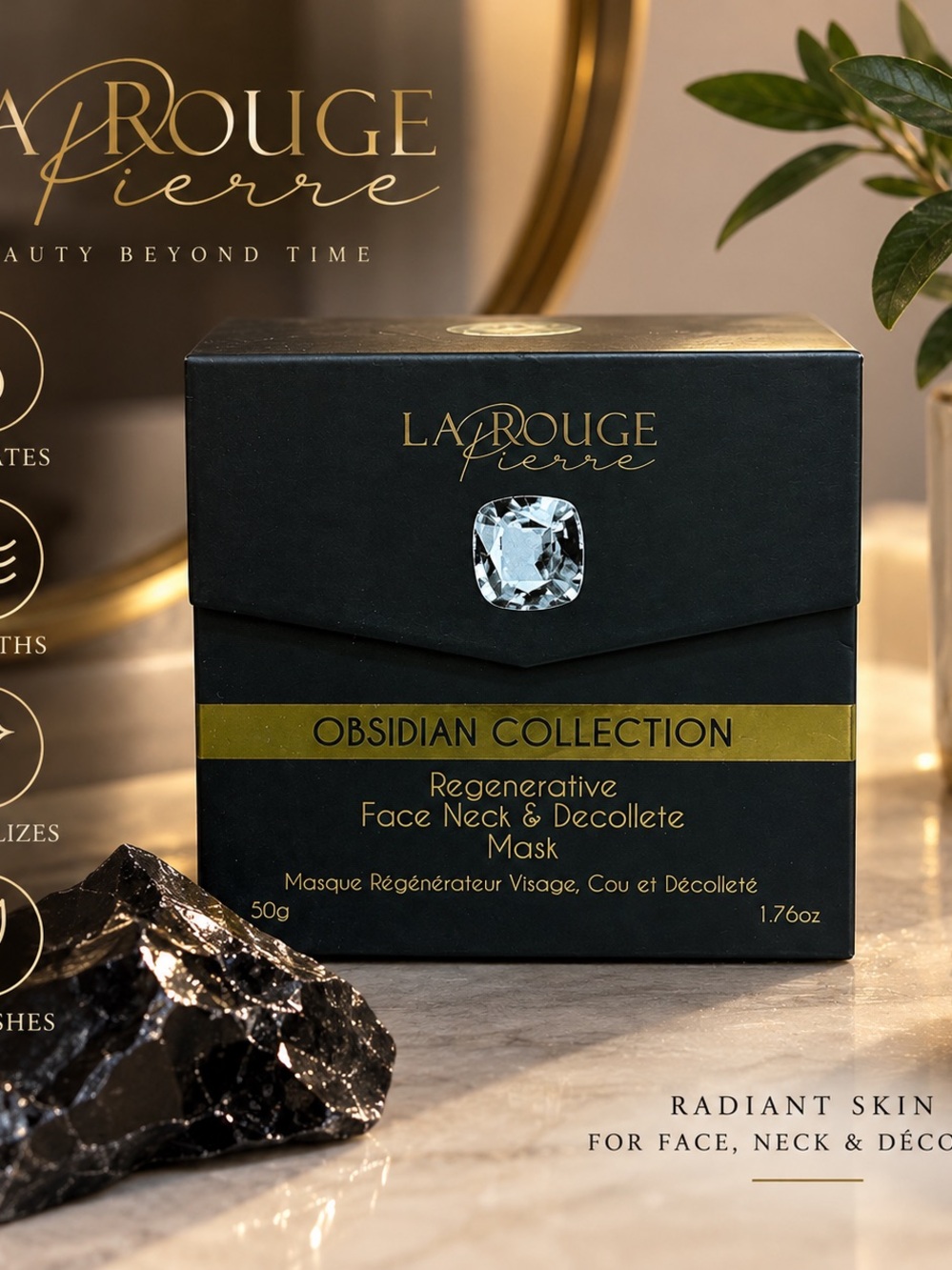 Obsidian Collection Regenerative Face, Neck & Decollete Mask - Black